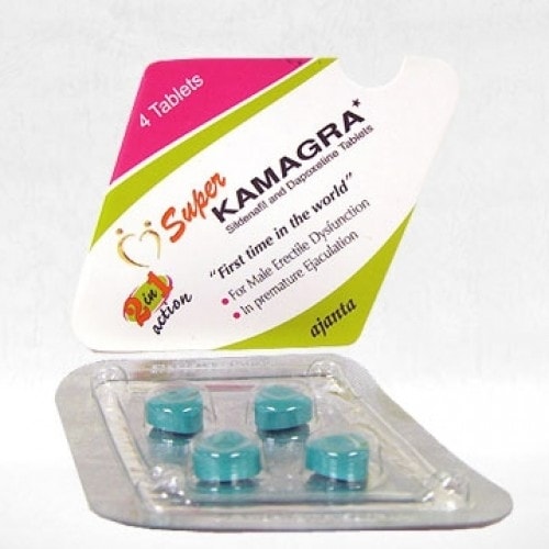 A box and a blister of generic Super Kamagra 100mg / 60mg Tablets - Sildenafil / Dapoxetine